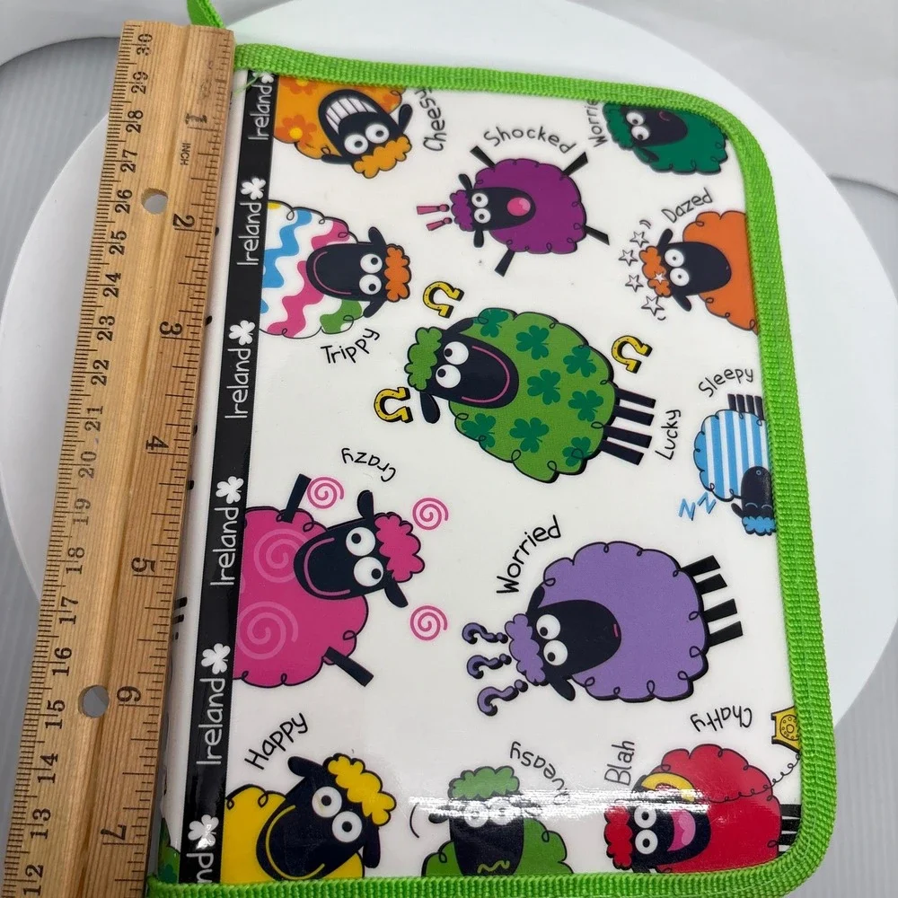 Wacky Woollies Ireland Pencil Case Holder Sheep Design Zippered Irish‎ Souvenir